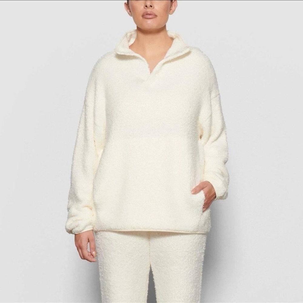 Skims Mock Neck Cozy Knit Sherpa Pullover